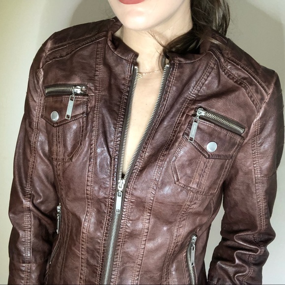 Brown Pleather Jacket - Picture 3 of 5
